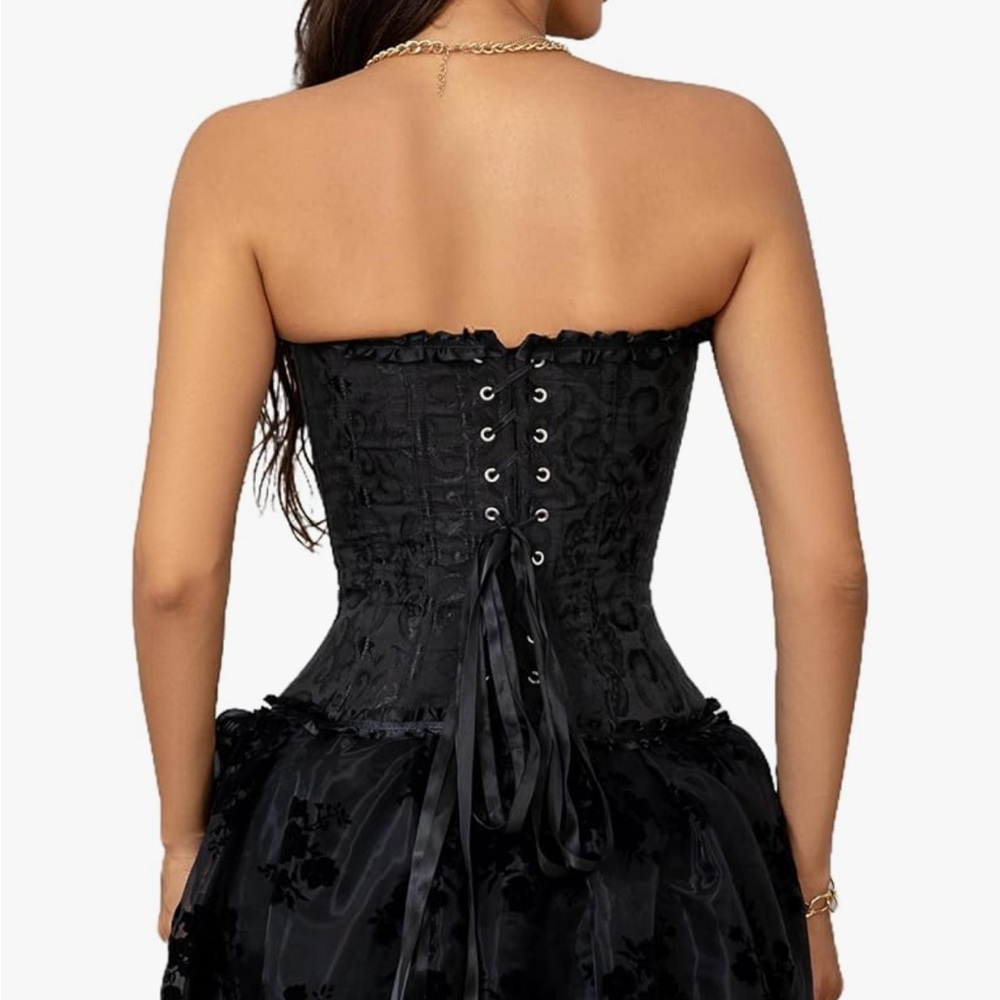 SZIVYSHI Corset Tops for Women, Bustier Shapewear Lingerie, Lace Waist Push Up - Picture 2 of 7
